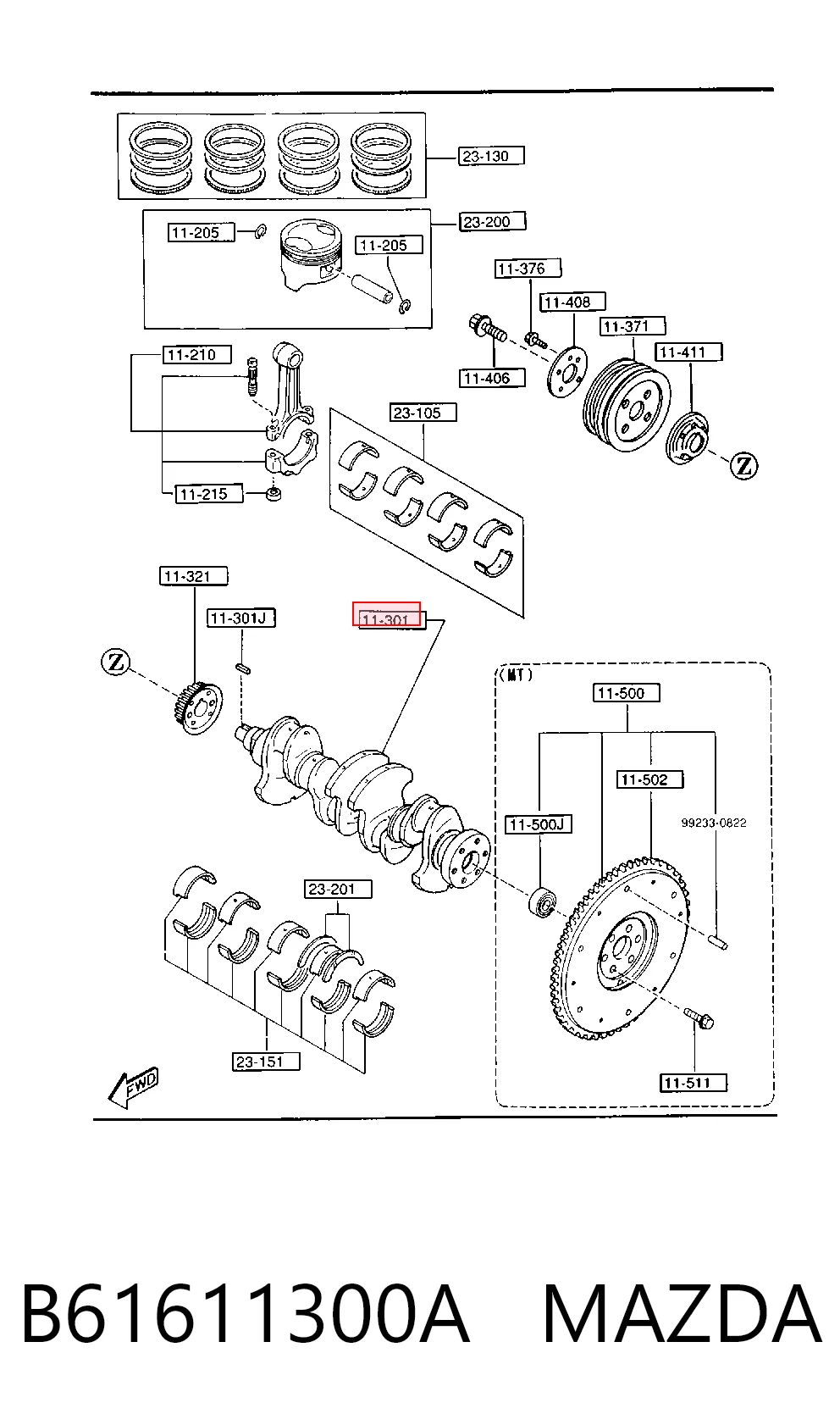 Cambota de motor para Mazda 323 BF