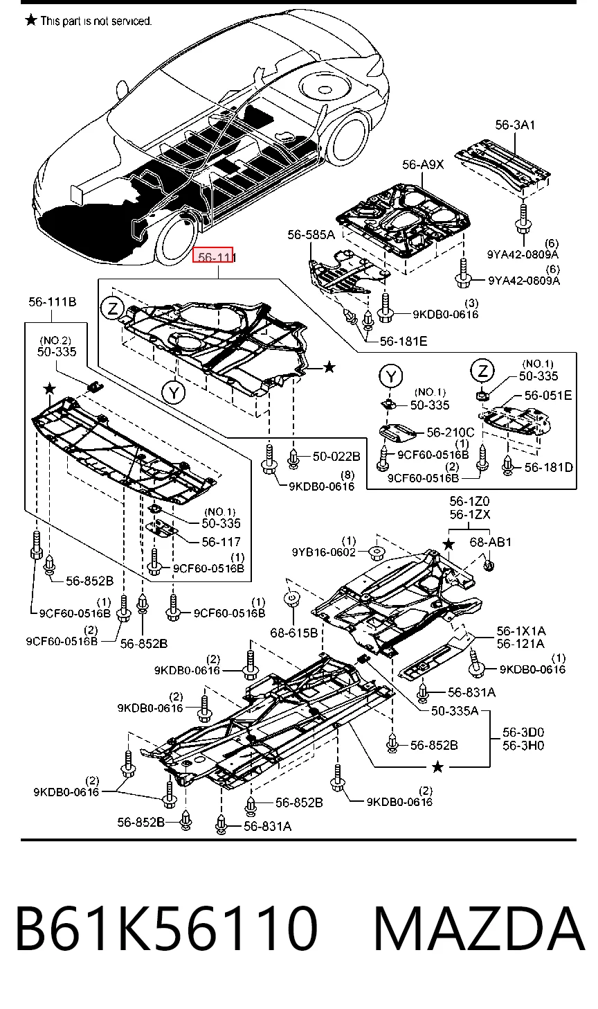 Proteção de motor, de panela (da seção de motor) para Mazda 6  GJ, GL