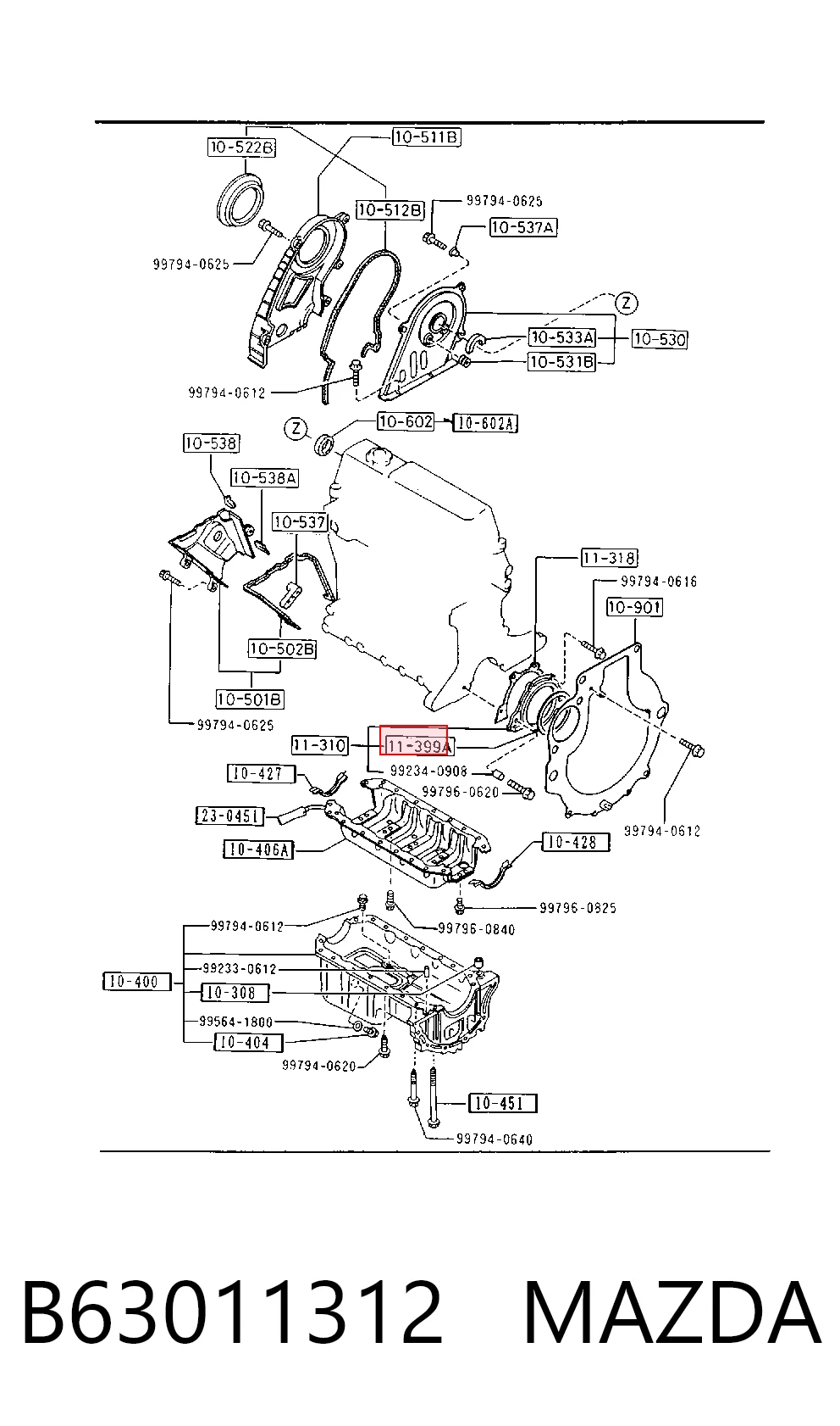 Vedação traseira de cambota de motor para Mazda 323 F IV BG