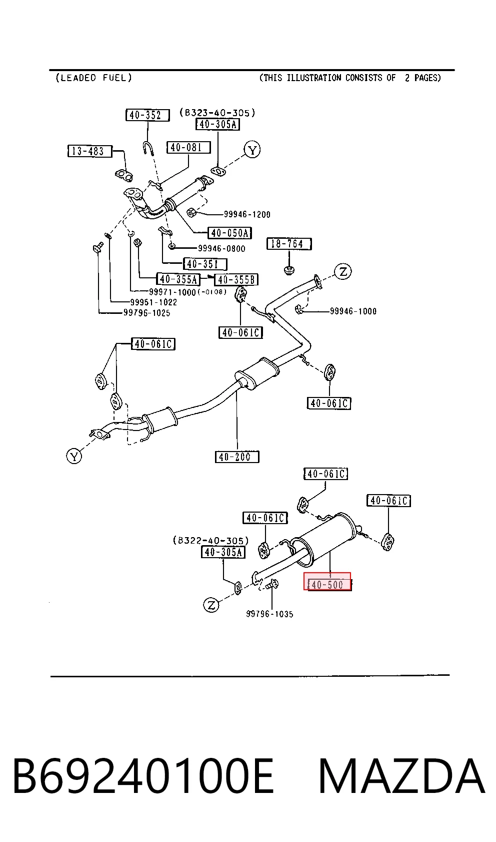 Silenciador, parte traseira Mazda 323 F IV BG