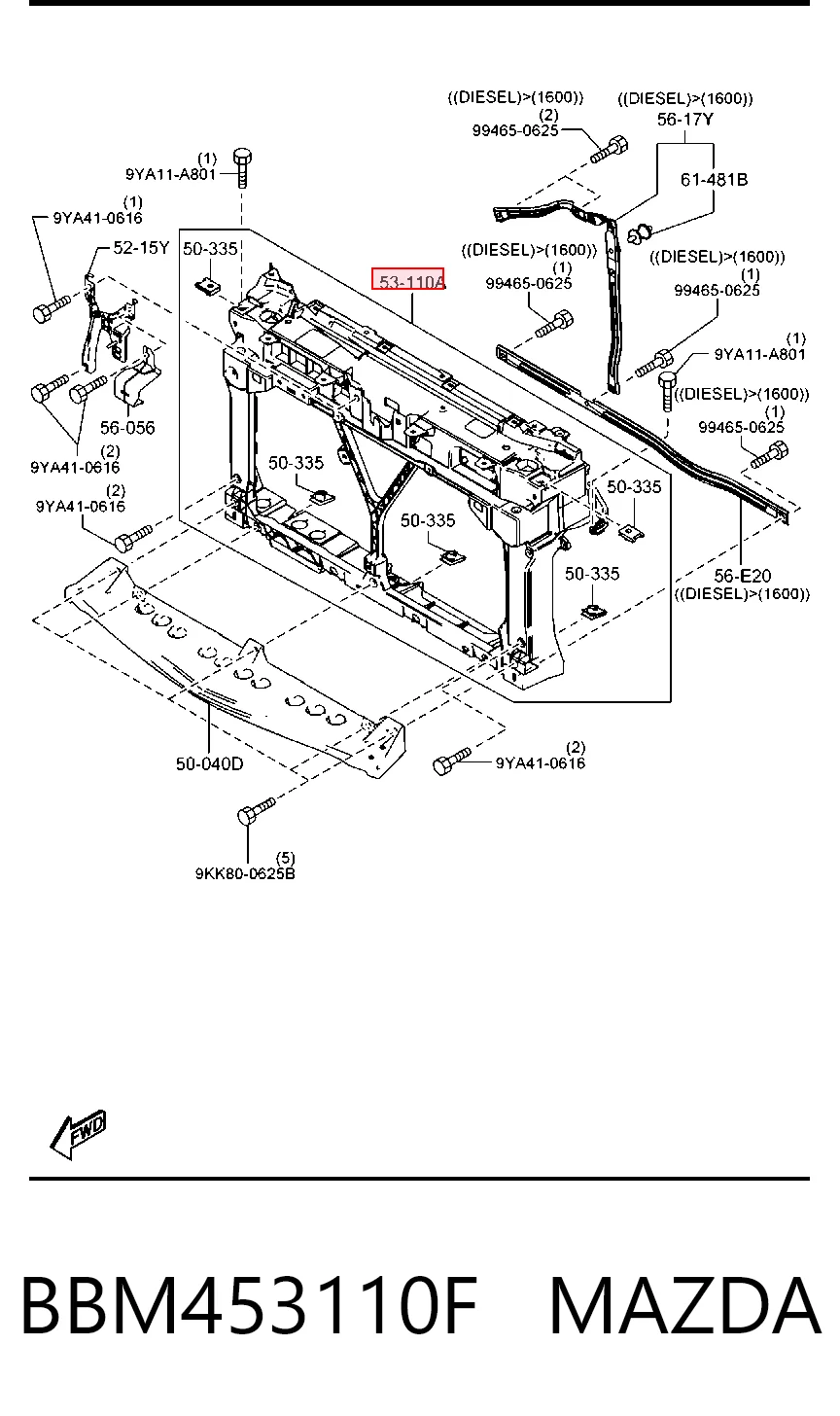 Compre Suporte do radiador montado (painel de montagem de fixação das luzes) Mazda 3 