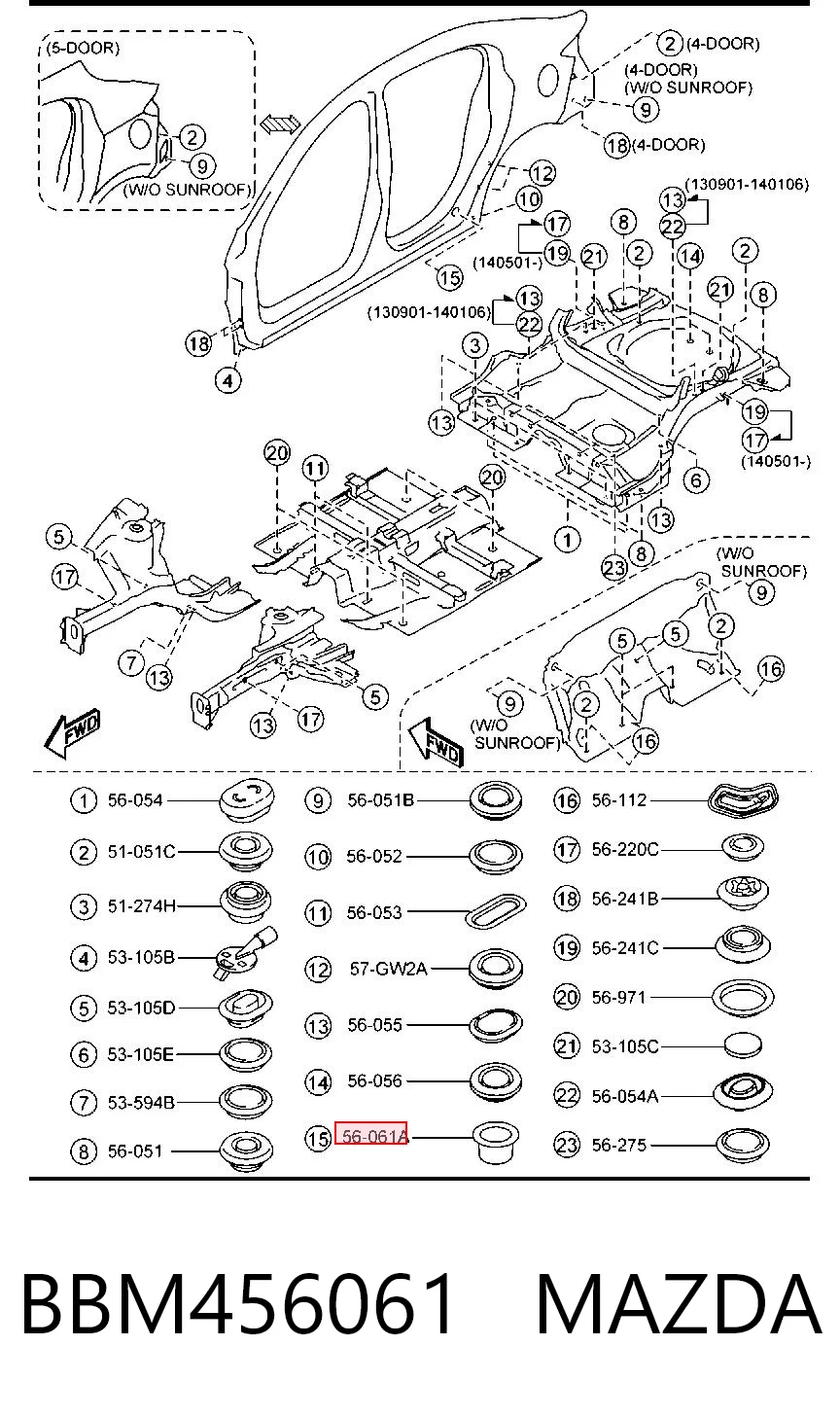 Tampão de fundo de carroçaria Mazda 3 BM, BN ao melhor preço