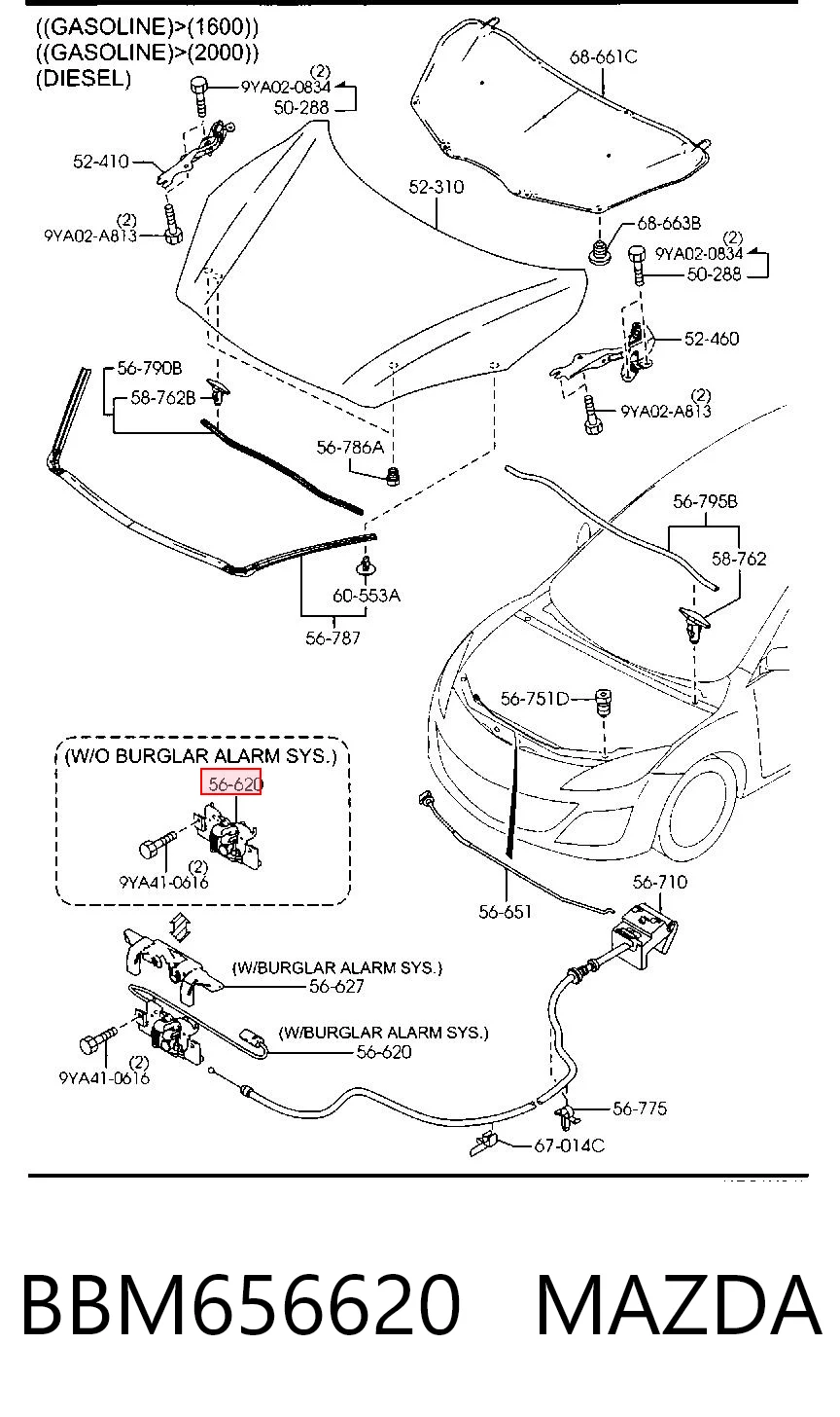 Fecho da capota Mazda 3 BL ao melhor preço