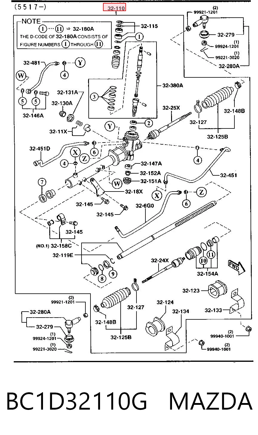 Cremalheira da direção para Mazda 323 F IV BG