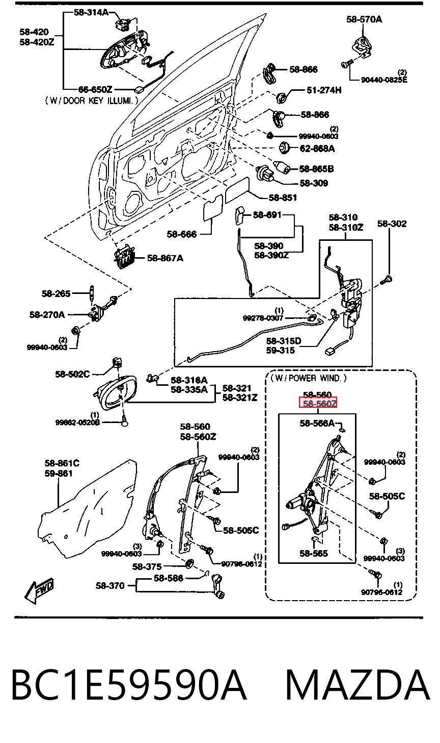 Mecanismo de acionamento de vidro da porta dianteira esquerda Mazda 323 V BA ao melhor preço