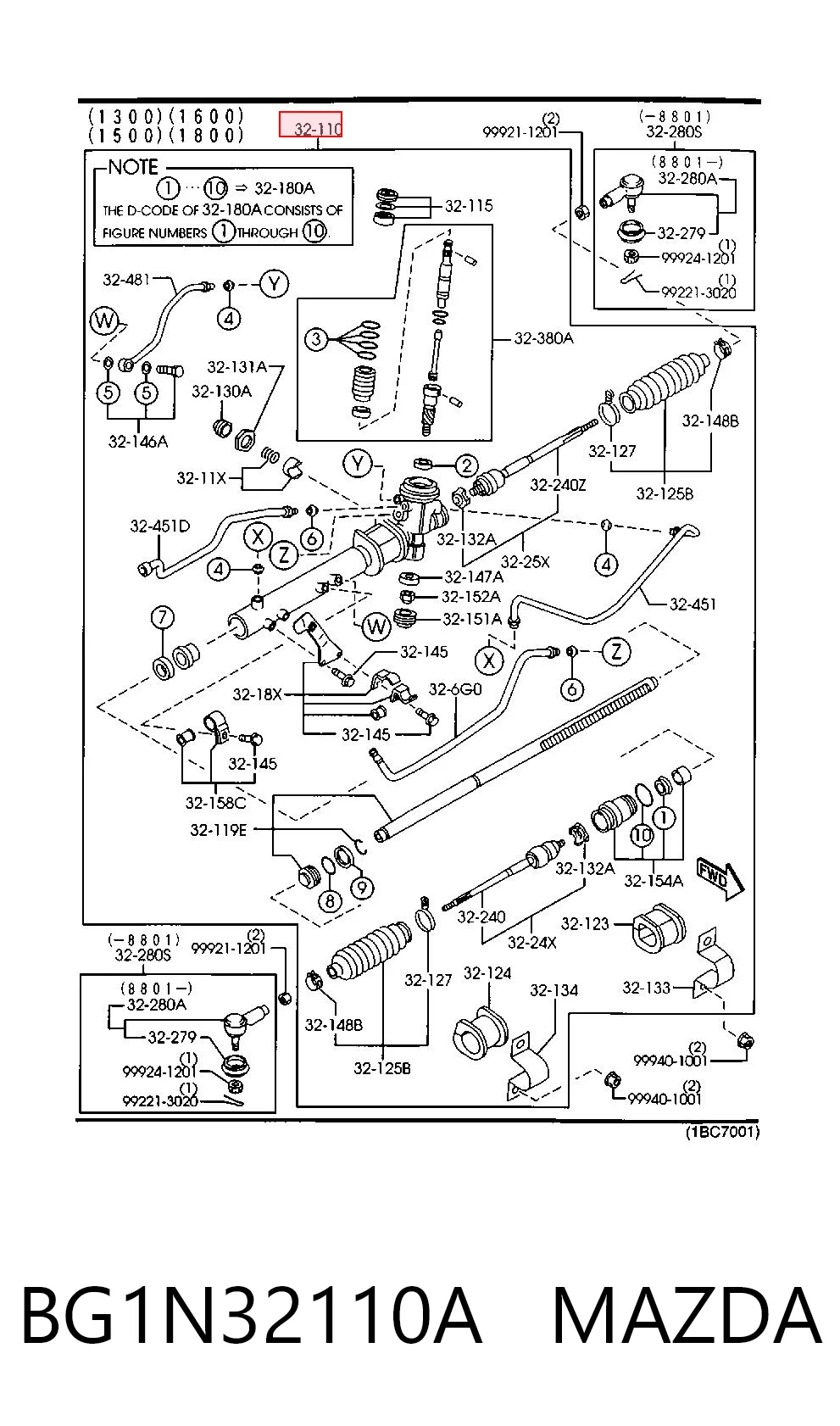 Cremalheira da direção Mazda 323 F IV BG