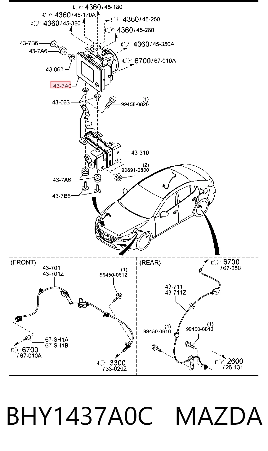 Unidade hidráulico de controlo ABS Mazda 3  BM, BN