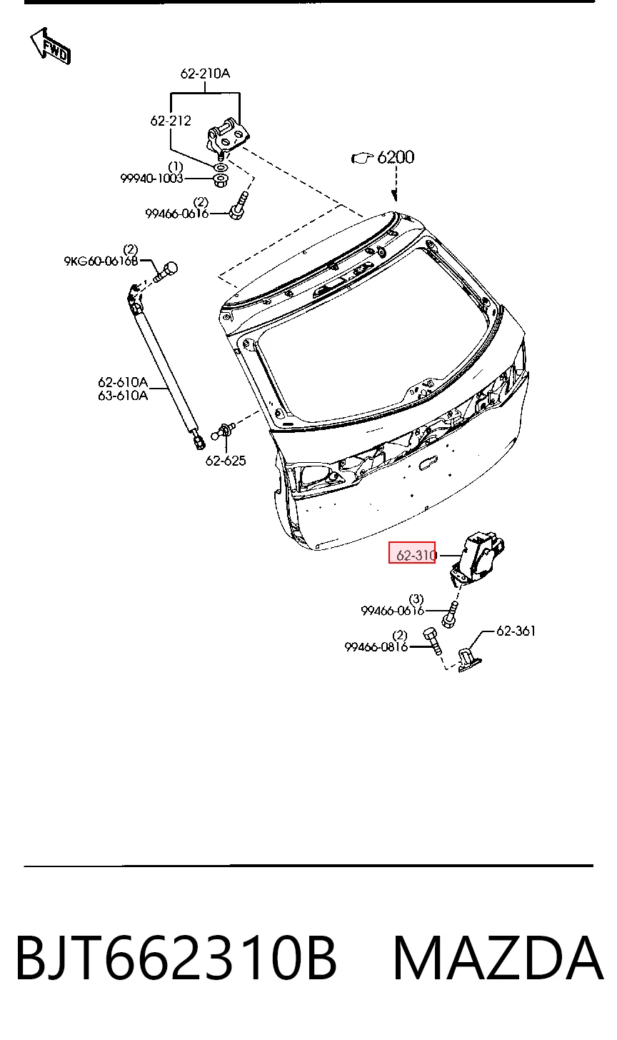 Fecho de tampa de porta-malas (de 3ª/5ª porta traseira) Mazda 6 preço, a partir de 58,09 USD
