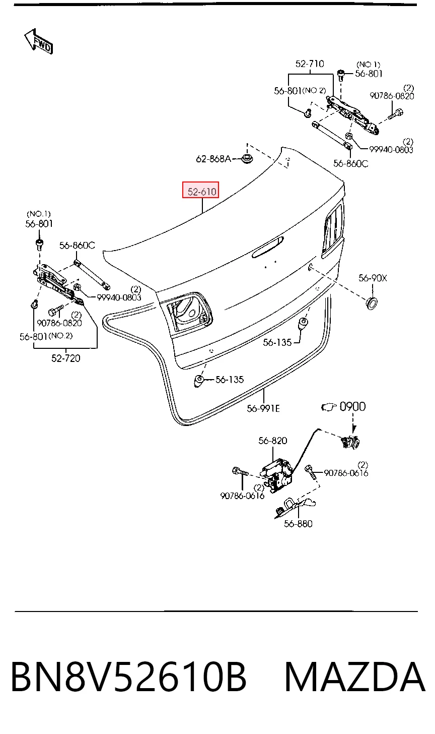 Tampa de porta-malas para Mazda 3 BK