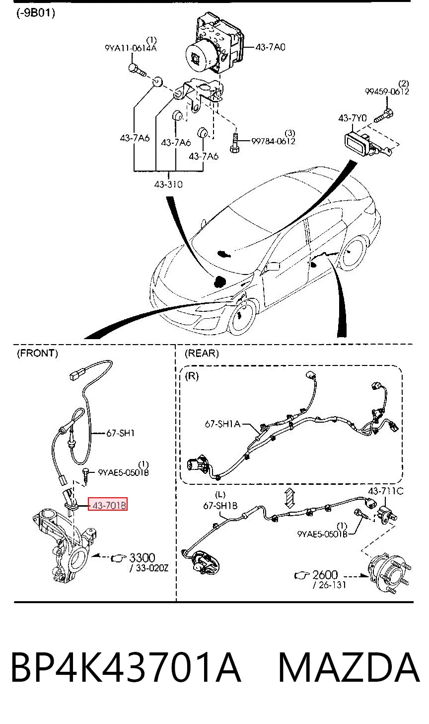 BP4K43701A Mazda Sensor dianteiro de ABS