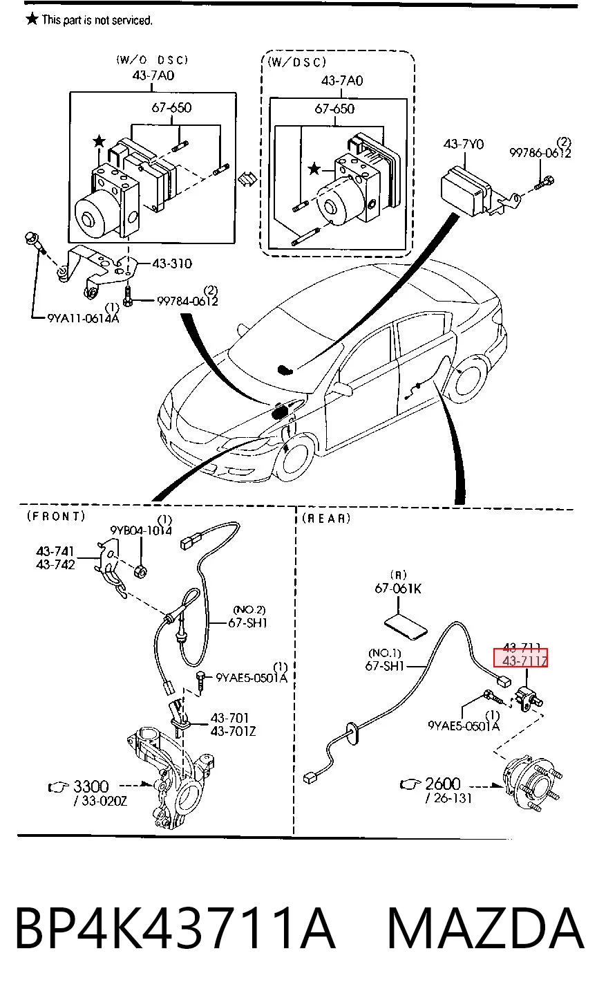 BP4K43711A Mazda Sensor ABS traseiro