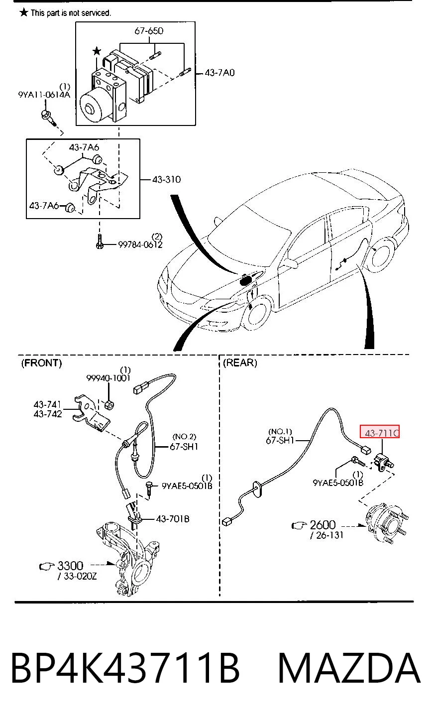 BP4K43711B Mazda Sensor ABS traseiro