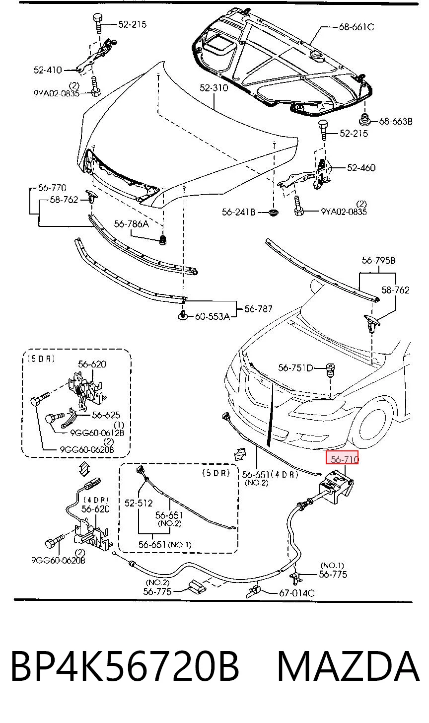 Cabo de abertura da capota Mazda 3  BK12 ao melhor preço