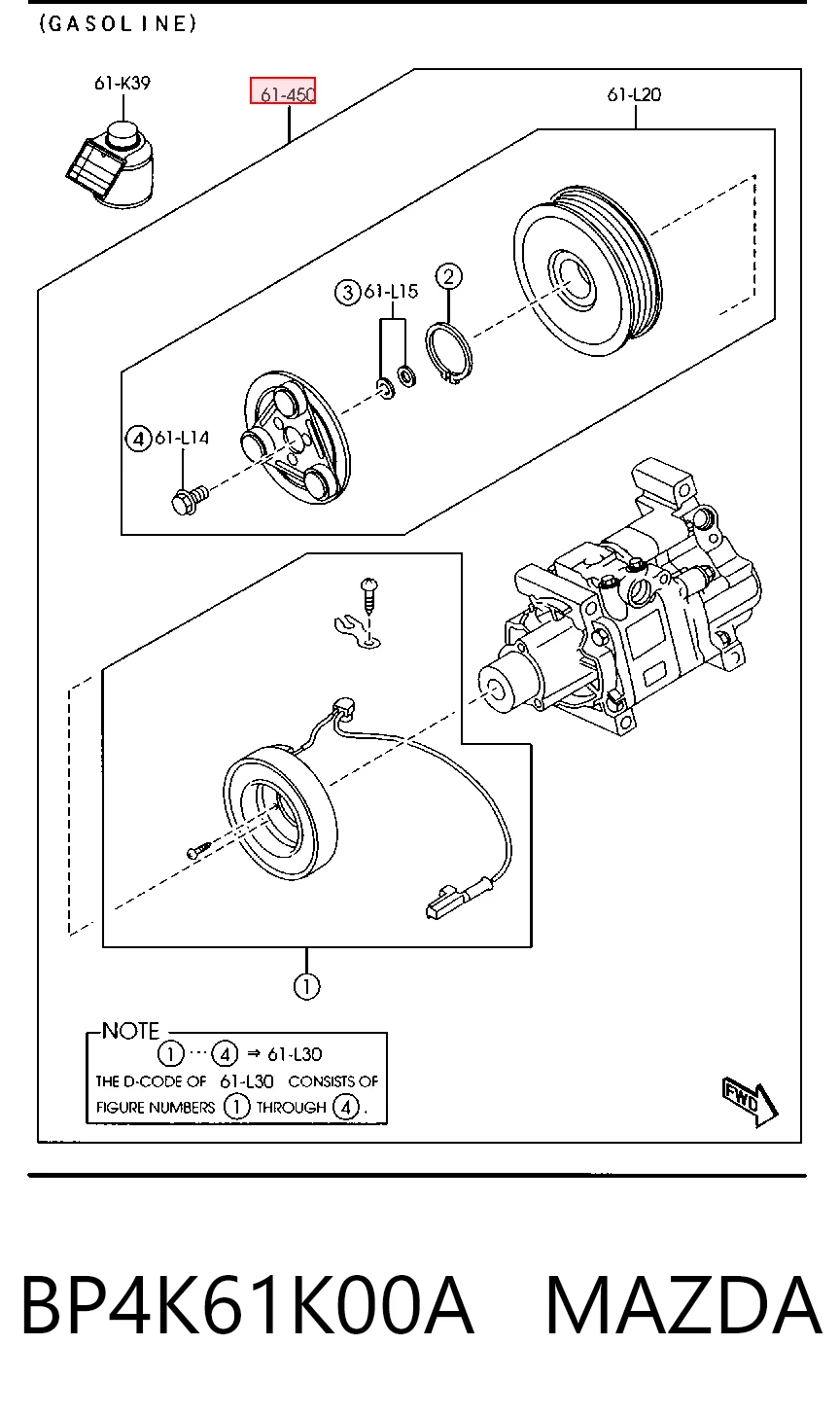 BP4K61K00A Mazda Compressor de aparelho de ar condicionado