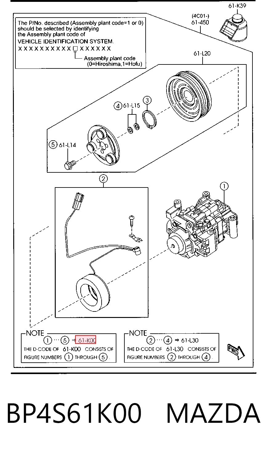 BP4S61K00 Mazda Compressor de aparelho de ar condicionado