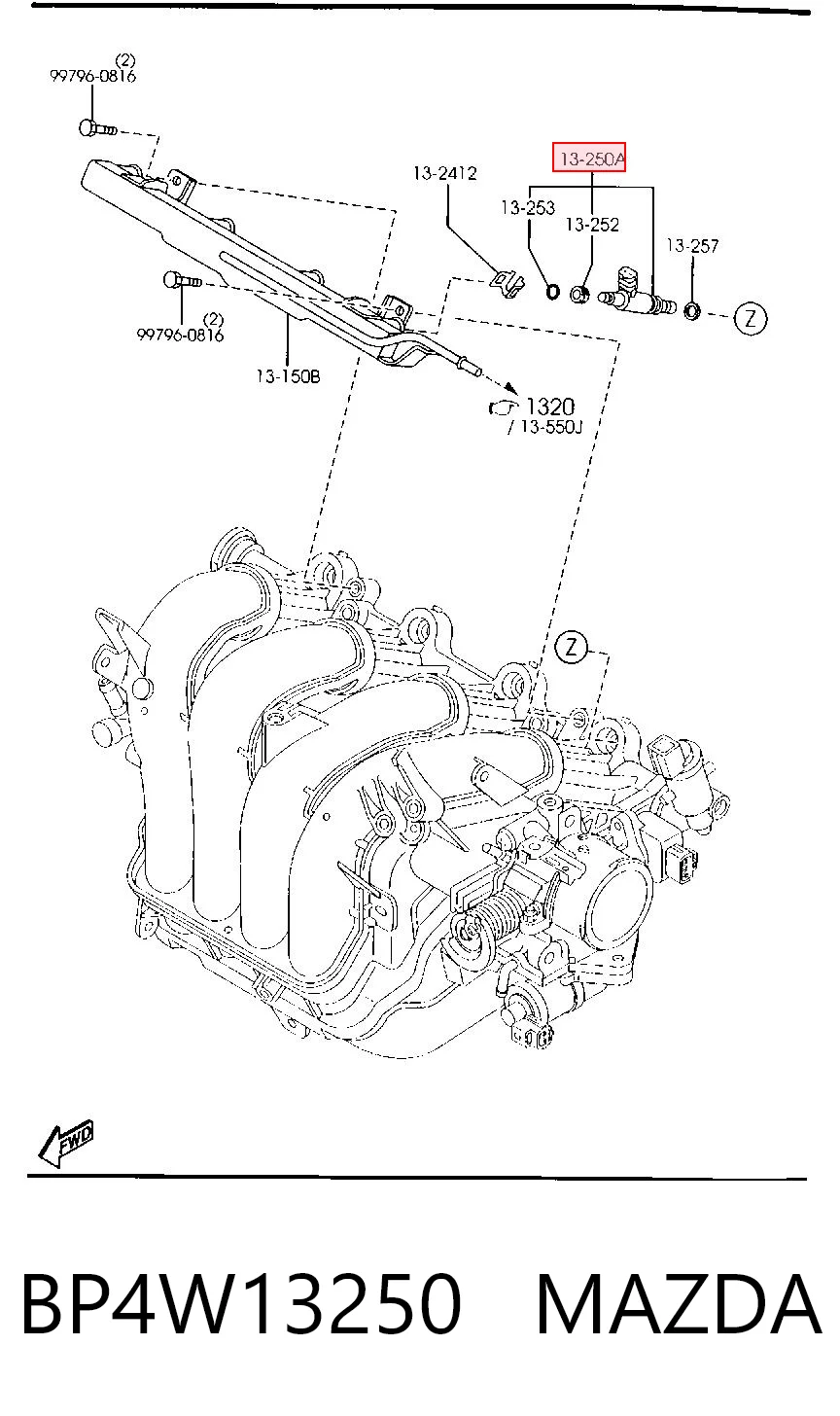 BP4W13250 Mazda Injetor de injeção de combustível