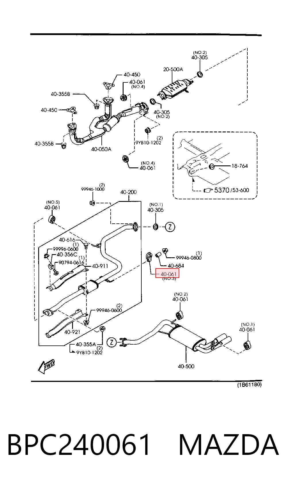 Coxim de fixação do silenciador para Mazda 6 GG