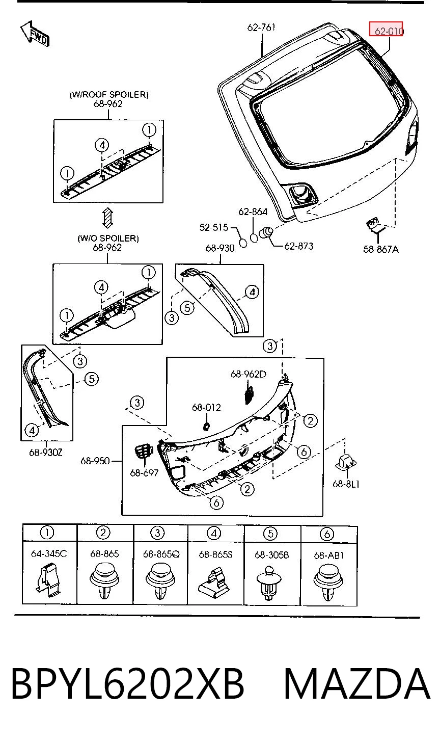 Porta traseira (3ª/5ª porta-malas (tampa de alcapão) para Mazda 3  BK