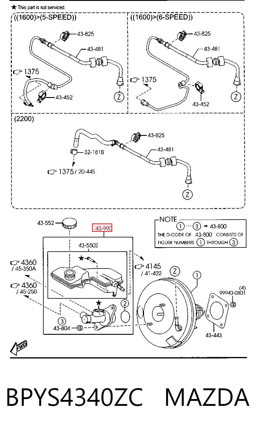 BPYS4340ZC Mazda Cilindro mestre do freio