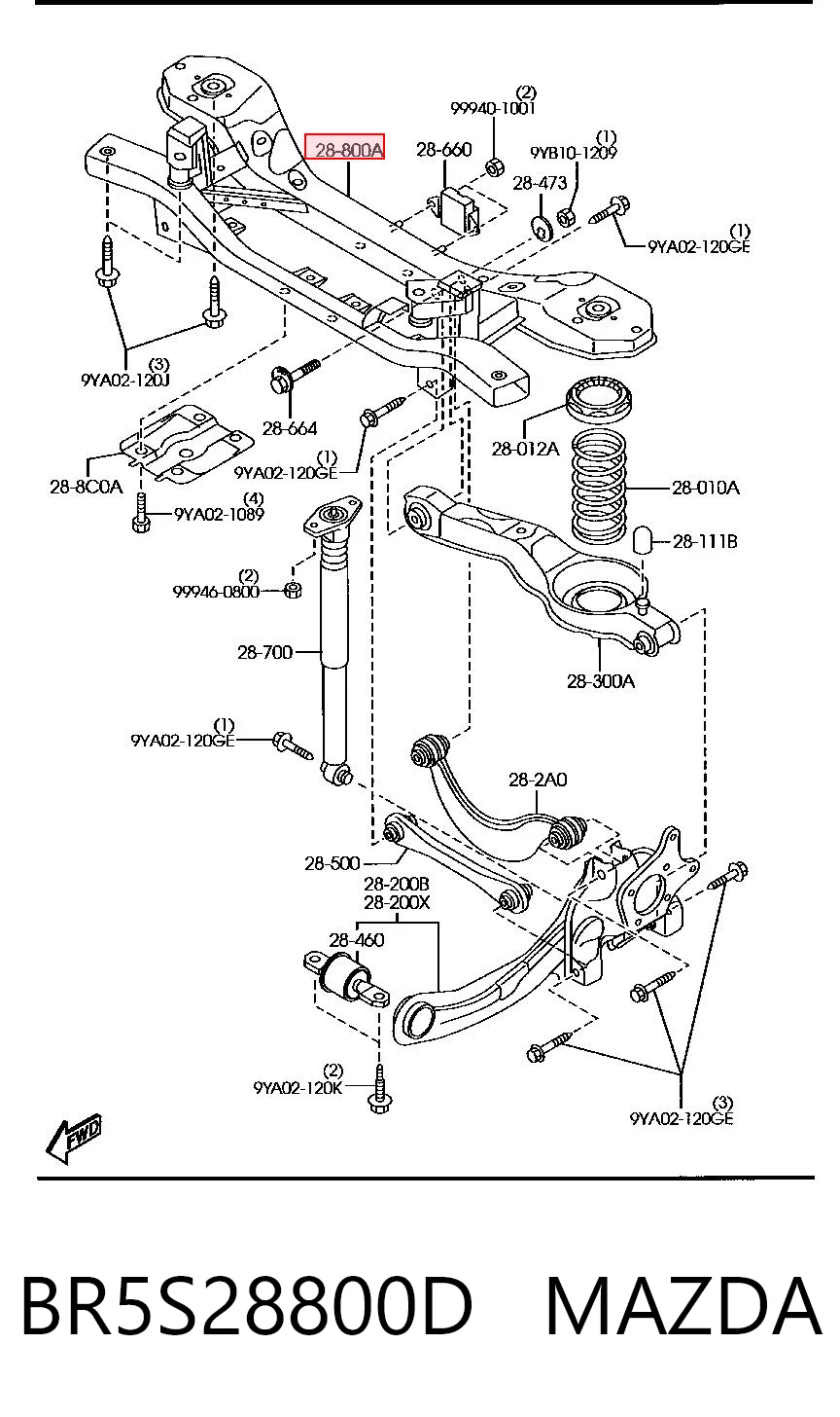Viga de suspensão traseira (plataforma veicular) para Mazda 3  BK12
