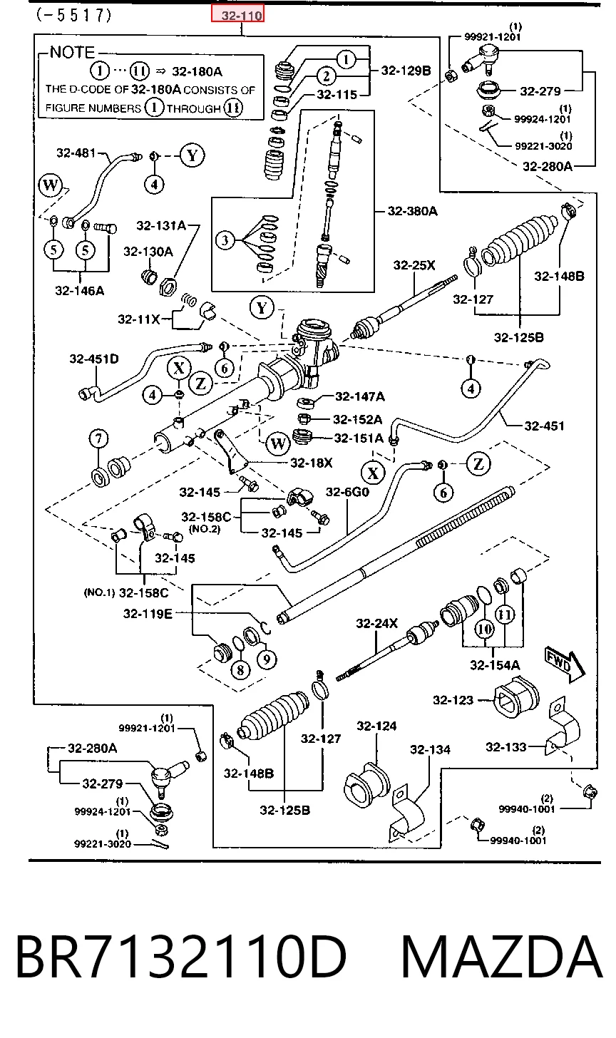 Cremalheira da direção Mazda 323 preço, a partir de 148,12 USD