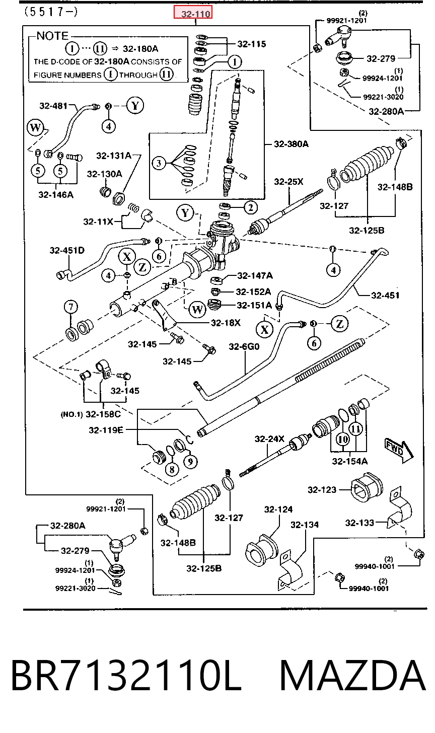  Cremalheira da direção Mazda 323 F IV hatchback (BG) (1989 - 1994) F IV