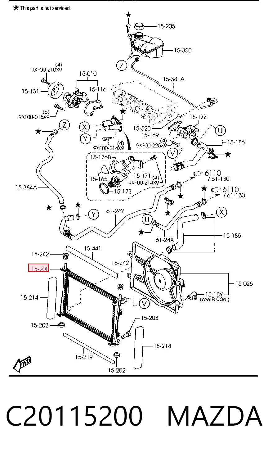 C20115200 Mazda Radiador de esfriamento de motor