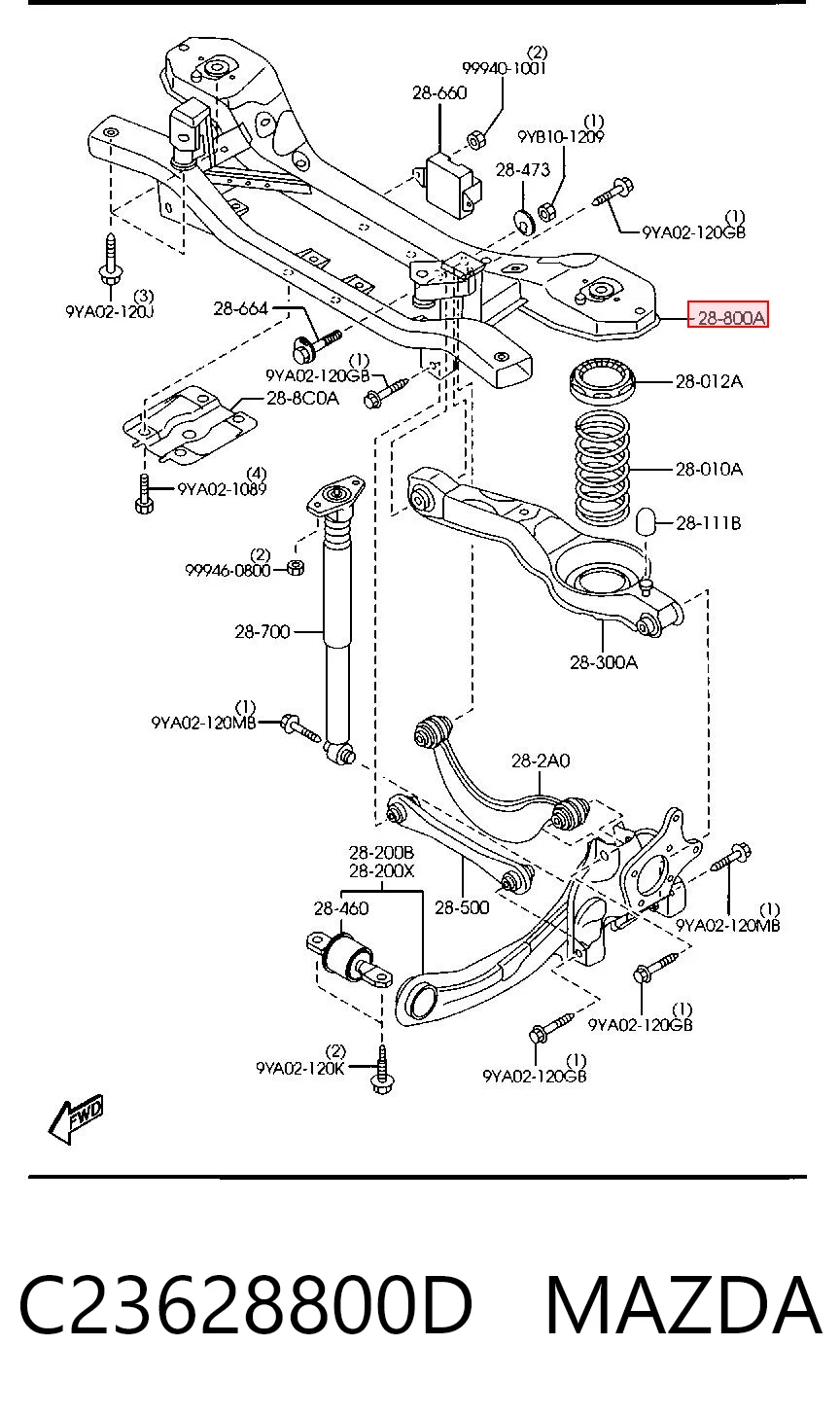Viga de suspensão traseira (plataforma veicular) Mazda 5 I CR
