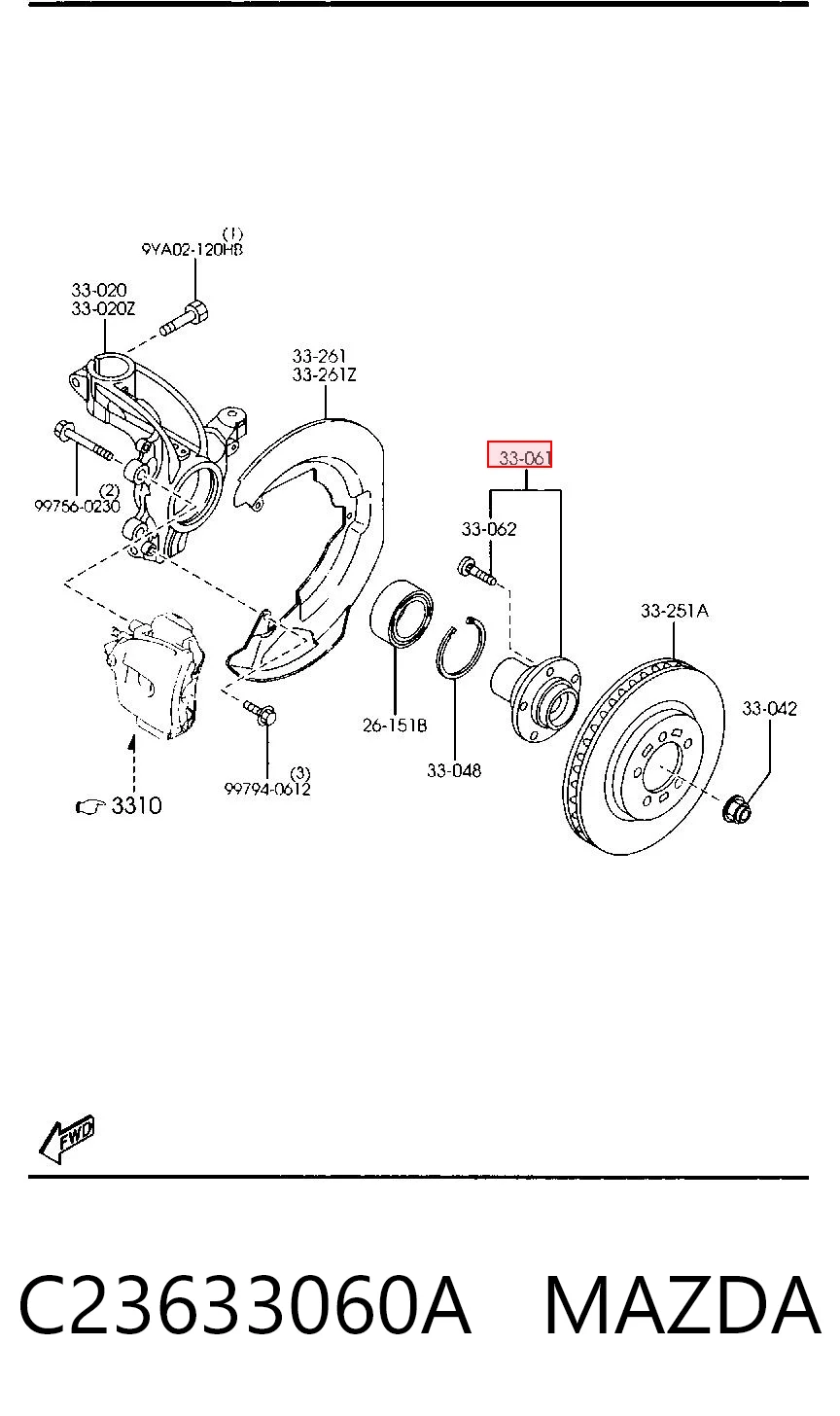 C23633060A Mazda Cubo dianteiro