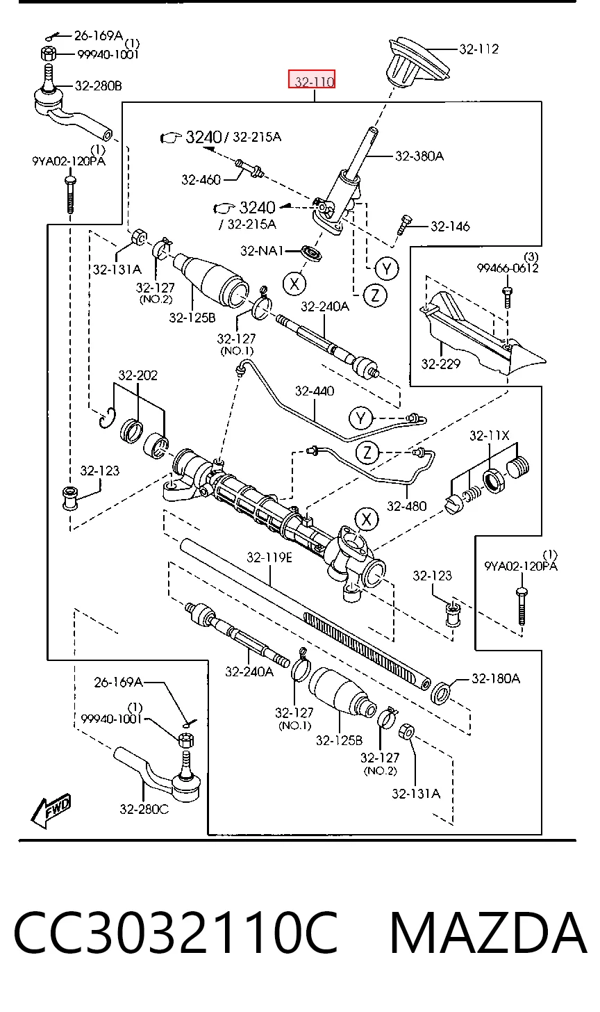 Cremalheira da direção para Mazda 5 I CR