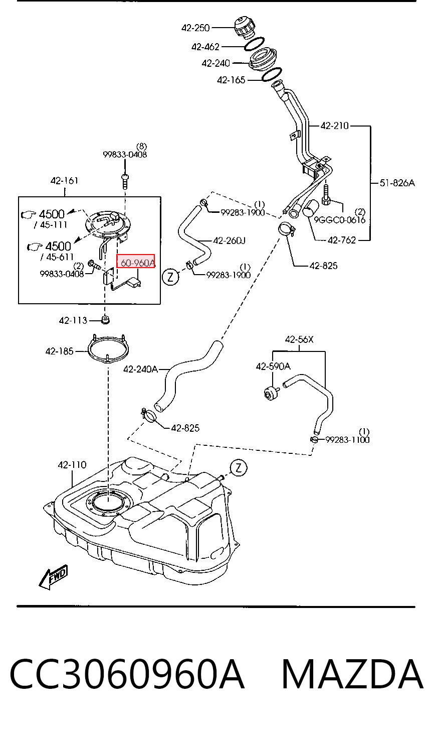 Sensor do nível de combustível no tanque Mazda 5 I CR ao melhor preço