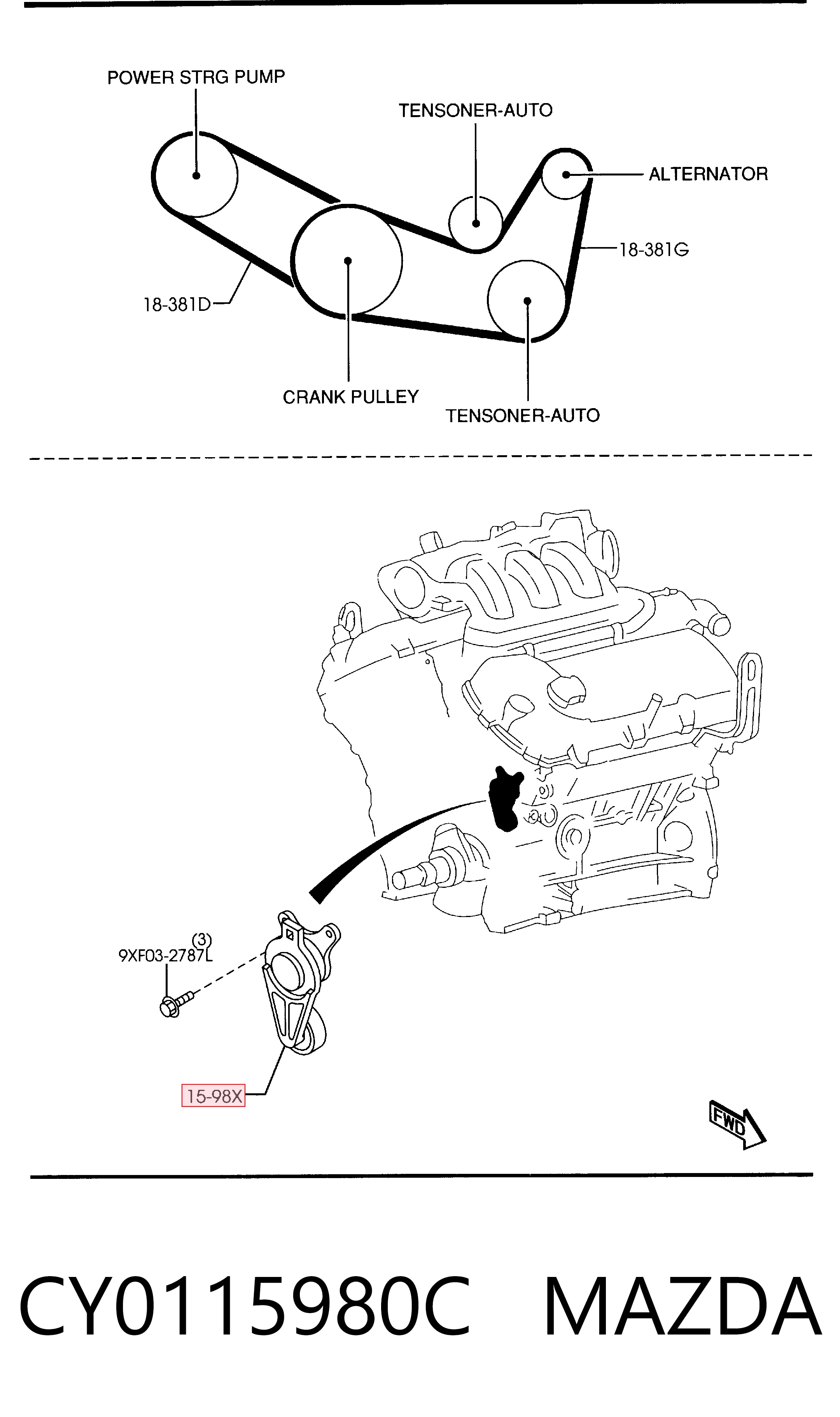 Reguladora de tensão da correia de transmissão Ford Explorer  U5