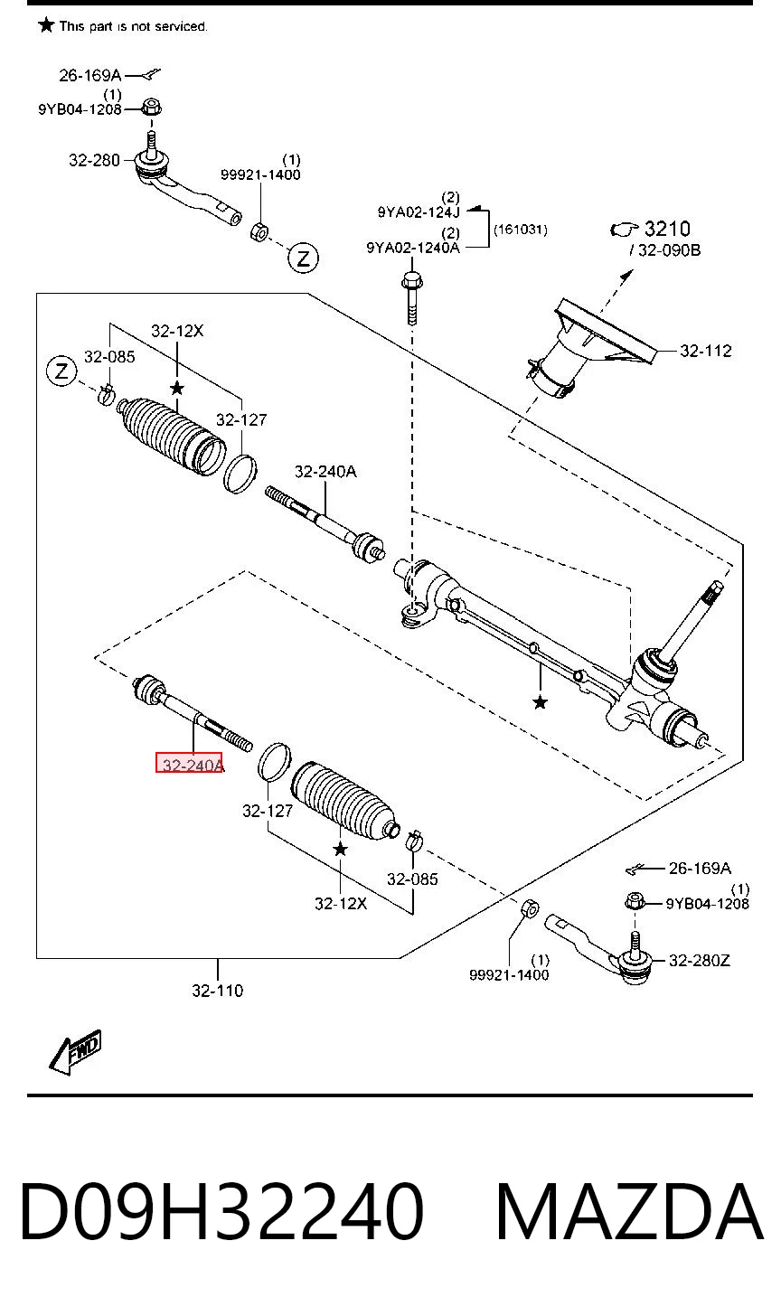 Tração de direção para Mazda 2 III DL, DJ