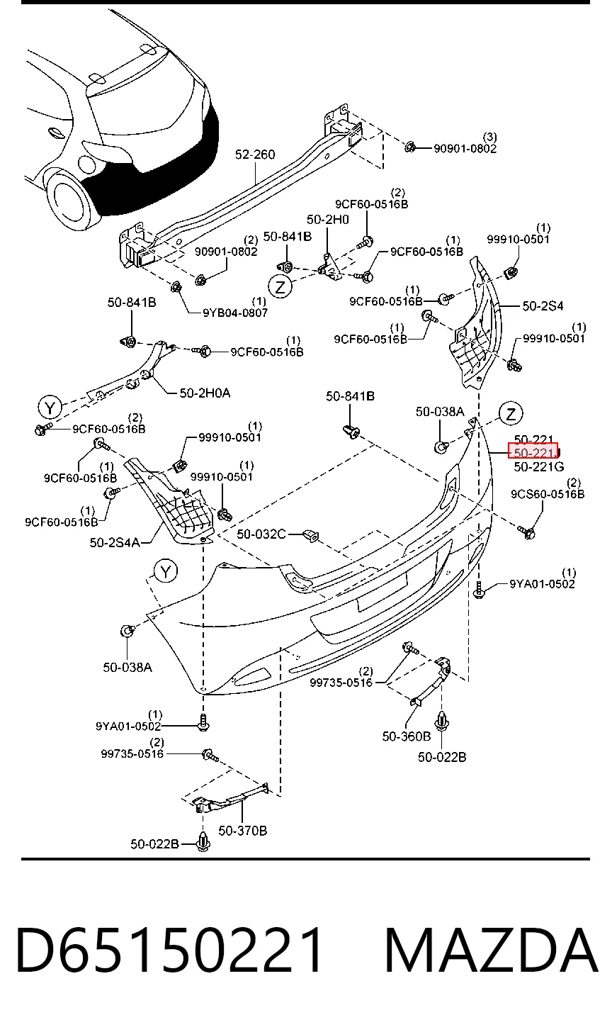 Pára-choque traseiro Mazda 2 II DE