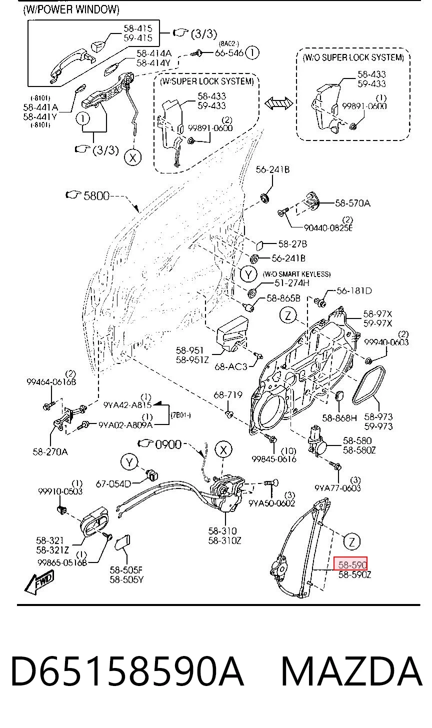 Compre Mecanismo de acionamento de vidro da porta dianteira direita Mazda 2 2