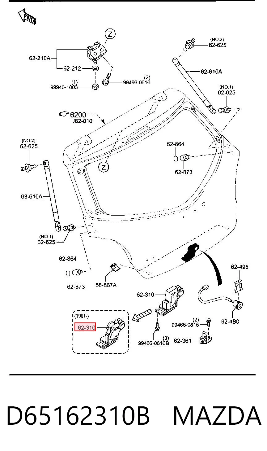 Fecho de tampa de porta-malas (de 3ª/5ª porta traseira) Mazda 2 DE ao melhor preço