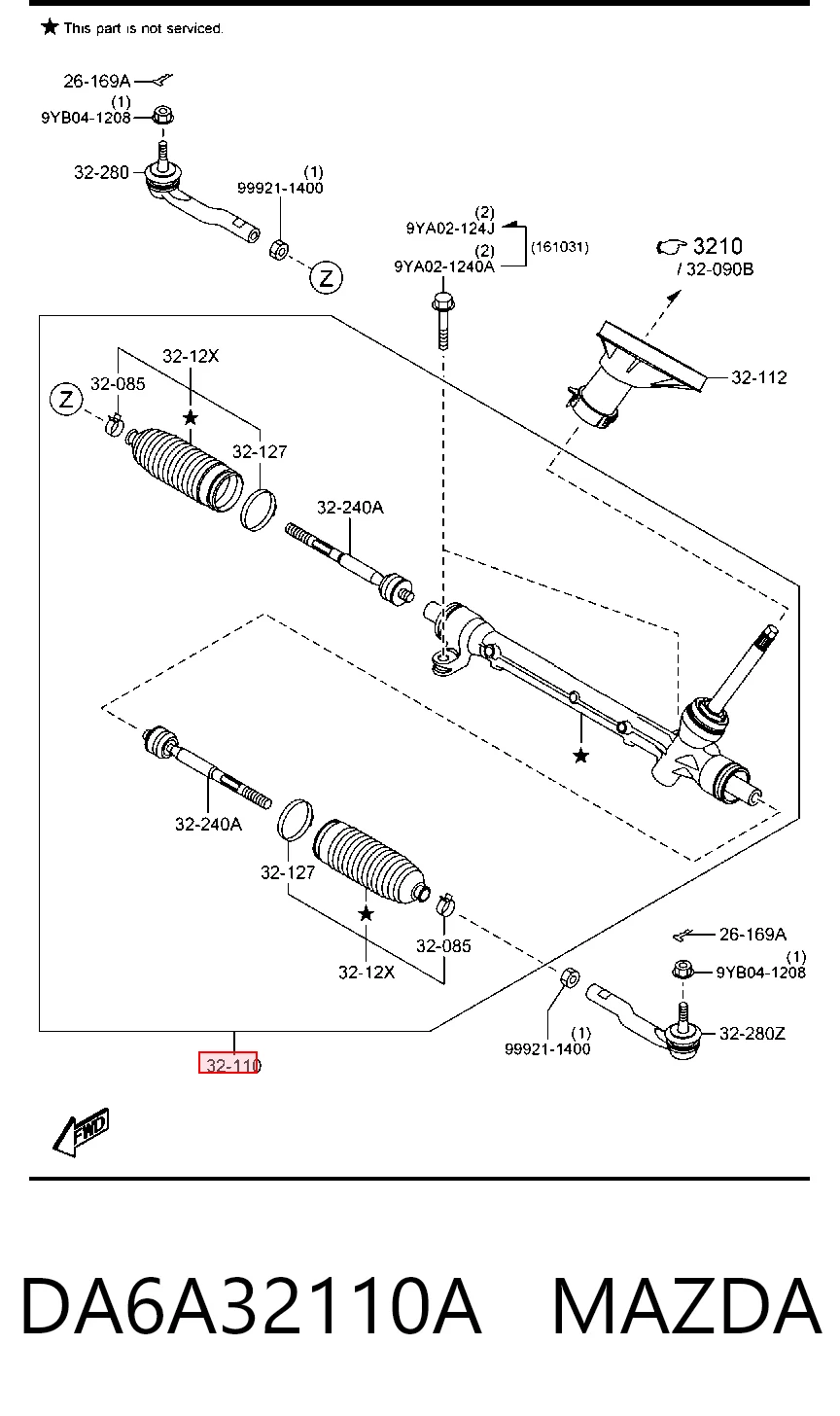 Cremalheira da direção para Mazda CX-3  DK