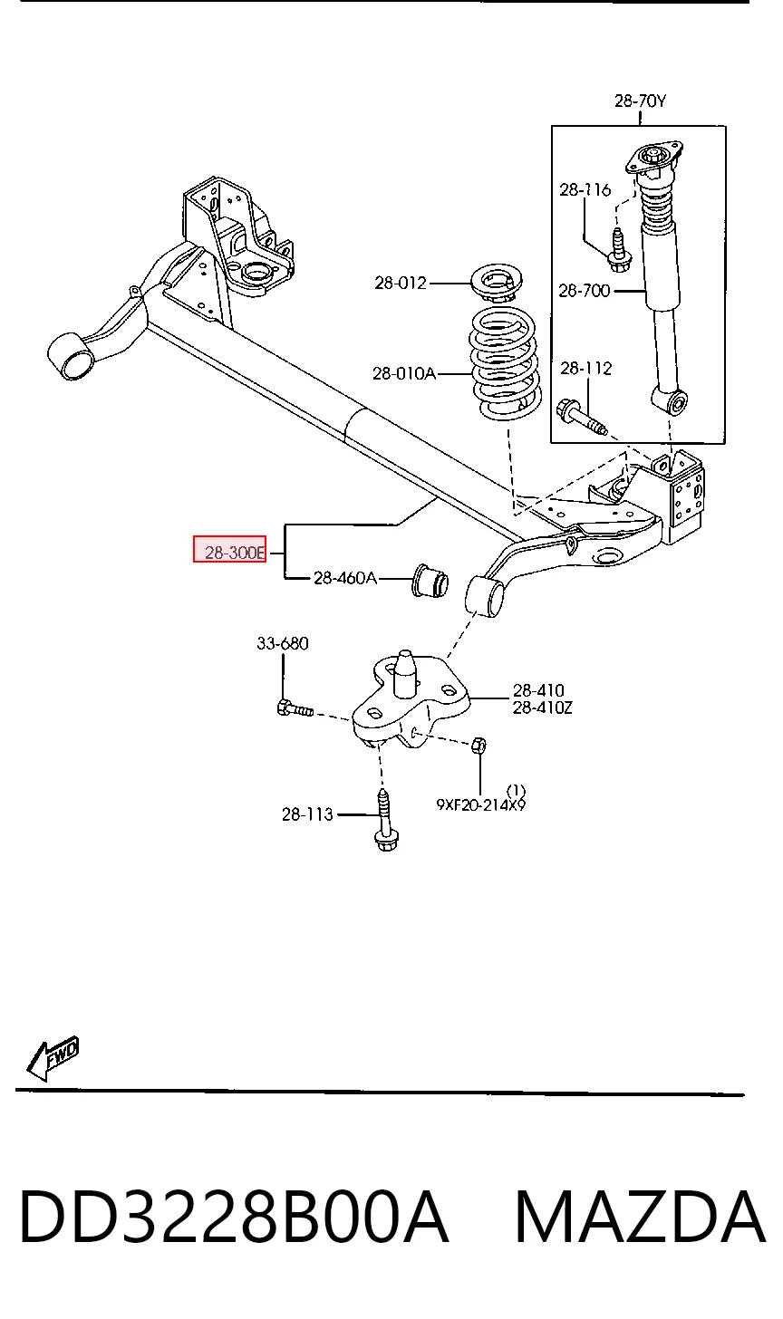Viga de suspensão traseira (plataforma veicular) para Mazda 2 DY