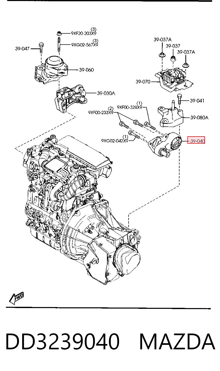 Compre Coxim (suporte) traseiro de motor Mazda 2 1
