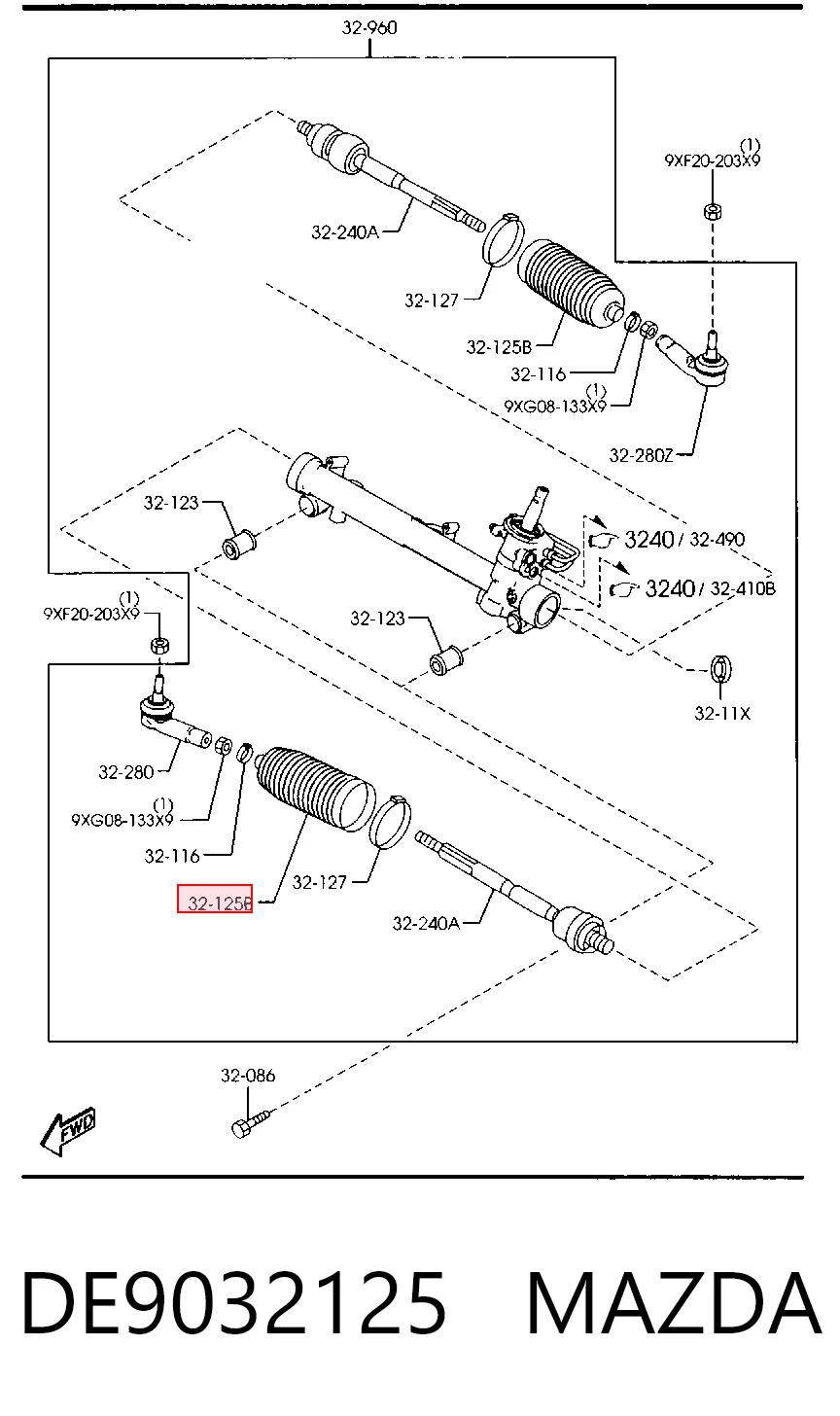  Bota de proteção do mecanismo de direção (de cremalheira) Subaru Legacy I sedan (BC) (1989 - 1994) I