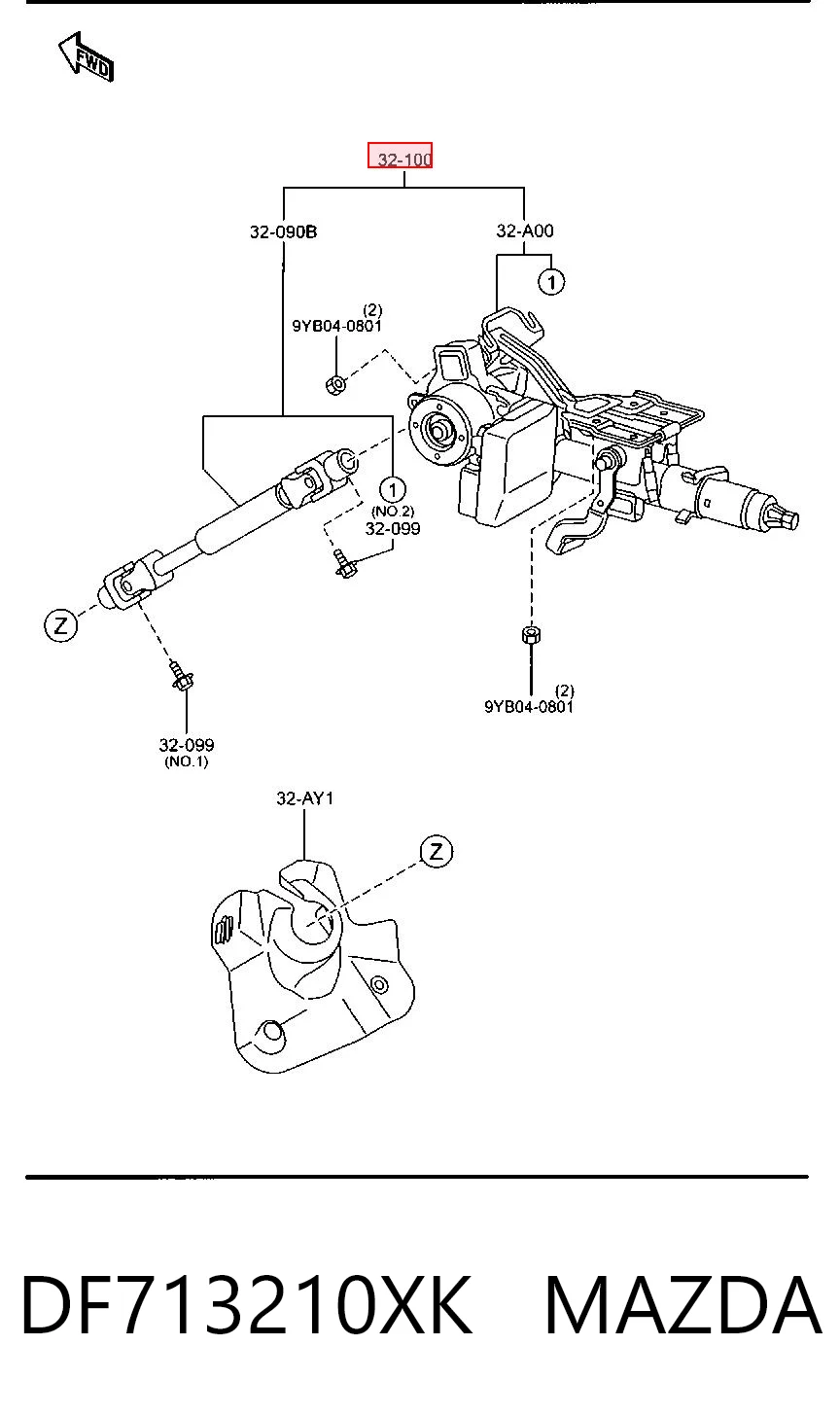 Coluna da direção para Mazda 2 II DE