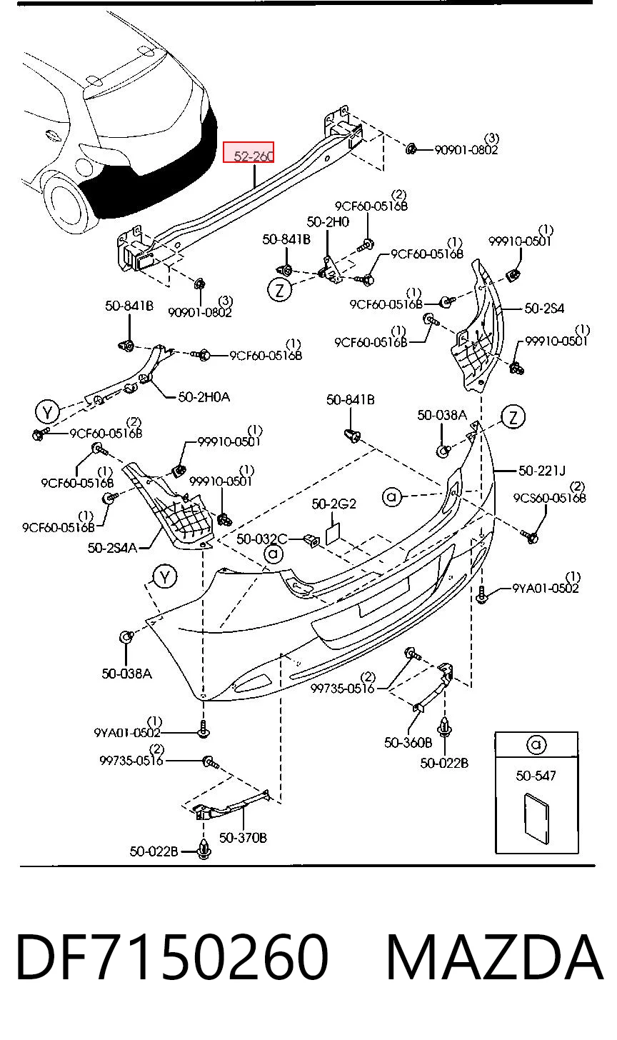  Reforçador do pára-choque traseiro Mazda 2 II hatchback (DE) (2007 - 2014) II