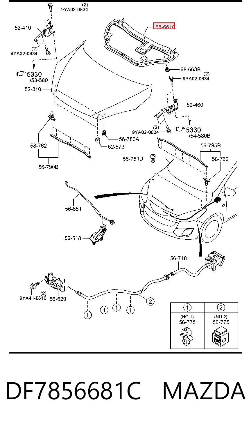 Isolamento de ruído da capota Mazda 2  DE ao melhor preço