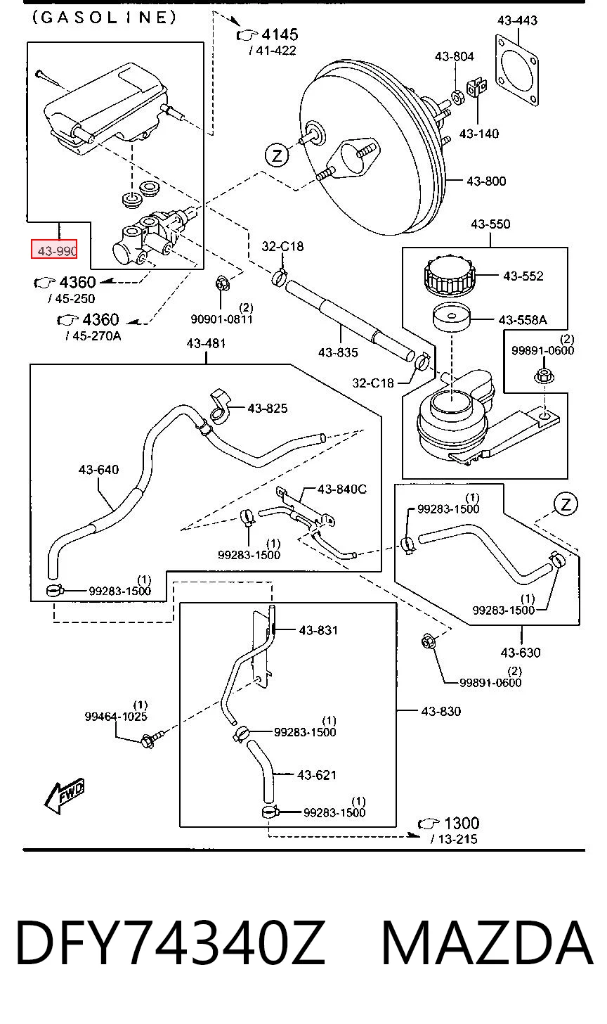 Cilindro mestre do freio Mazda 2 preço, a partir de 55,88 USD