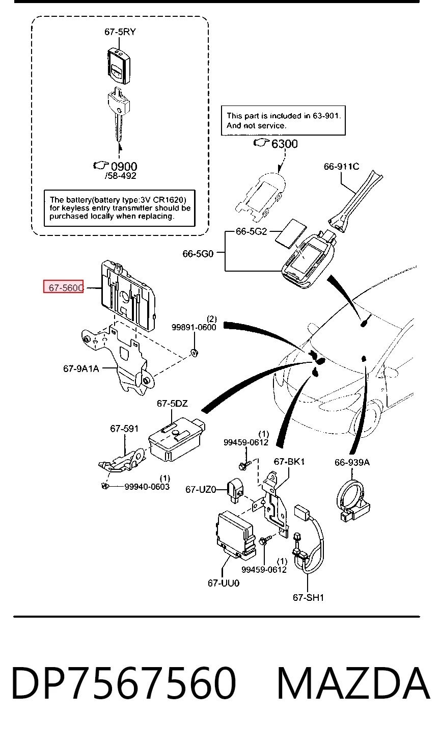 Unidade de conforto para Mazda 2 II DE