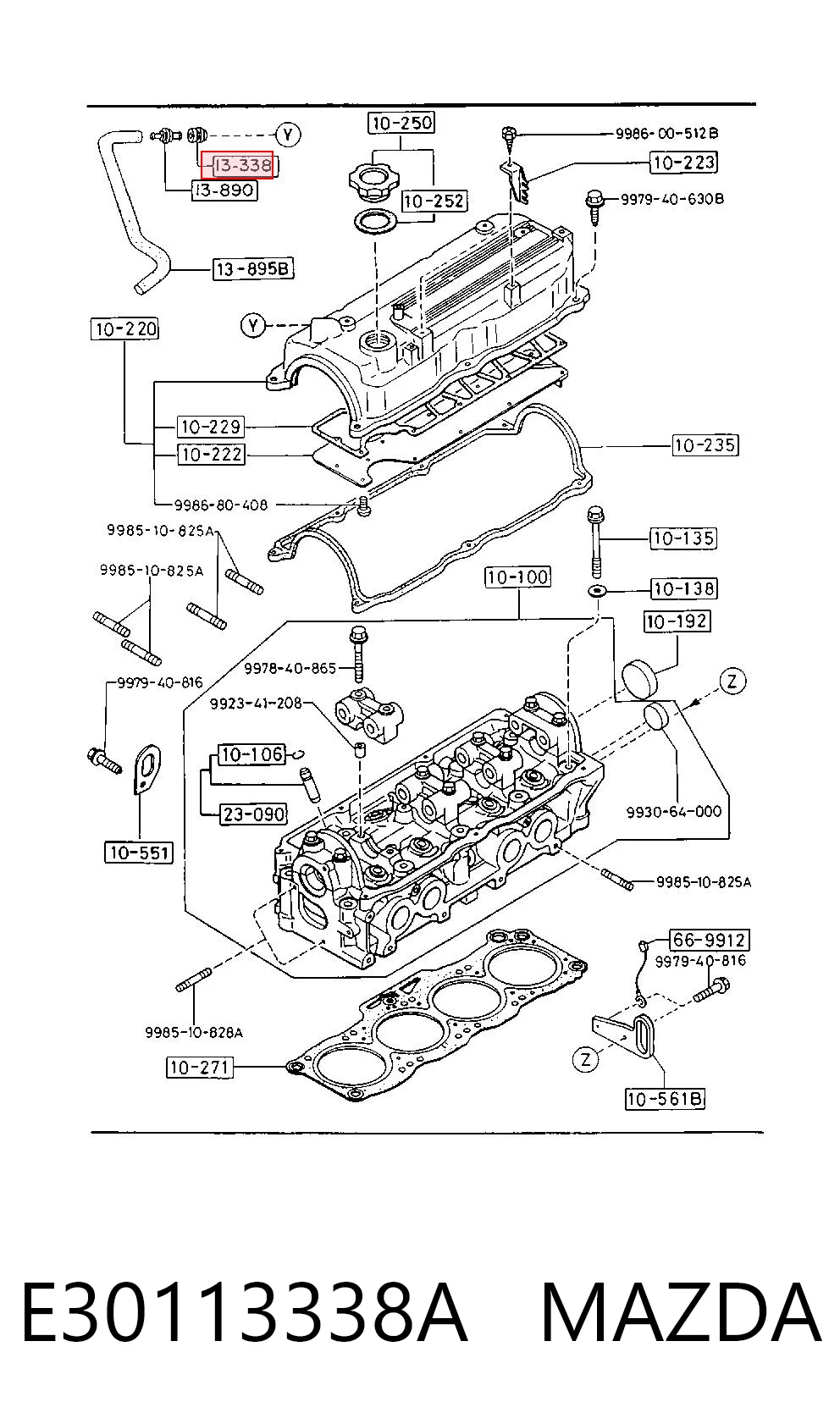 E30113338A Mazda Vedante de válvula de ventilação de cárter