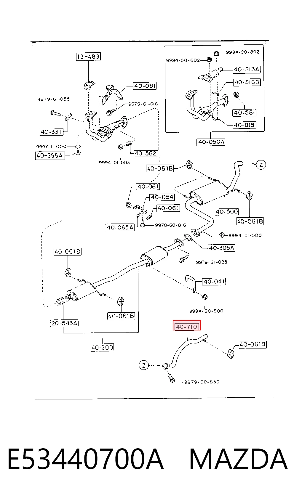 Silenciador, parte traseira Mazda 323 III BF