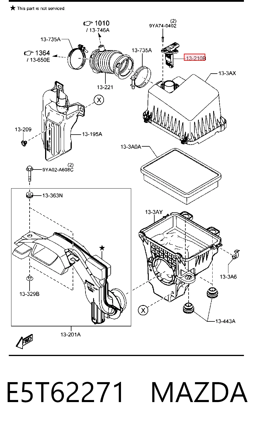 E5T62271 Mazda Sensor de fluxo (consumo) de ar, medidor de consumo M.A.F. - (Mass Airflow)