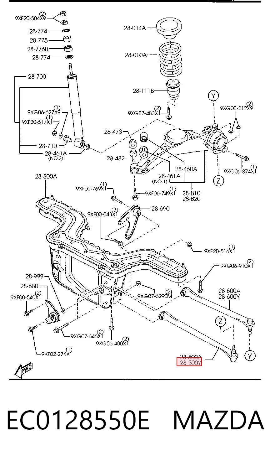 Braço oscilante inferior esquerdo de suspensão traseira 4087204 Ford