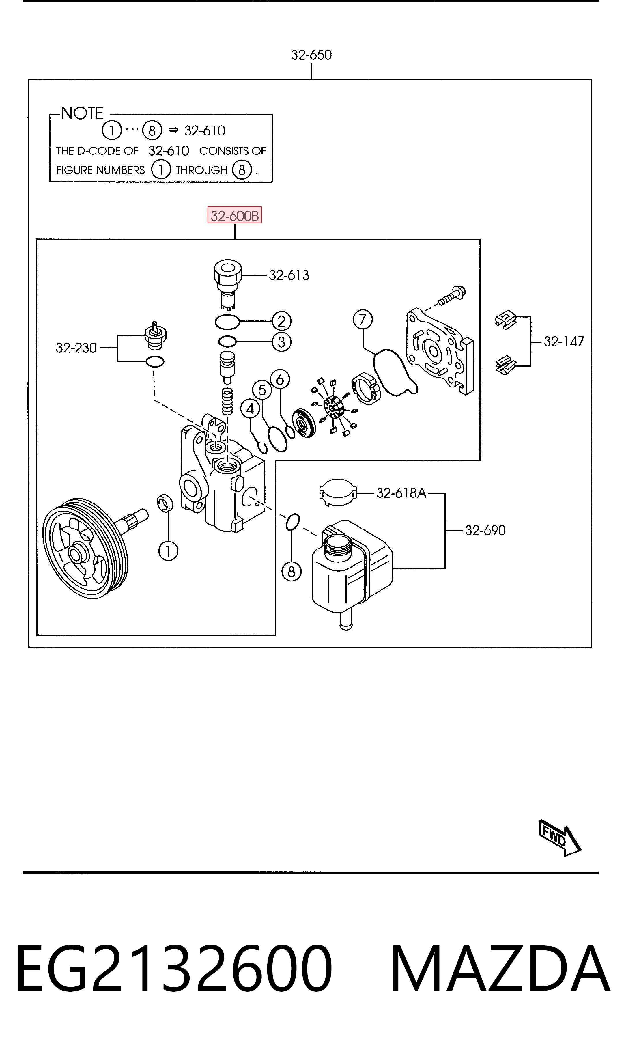 EG2132600 Mazda Bomba da Direção hidrâulica assistida